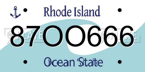 87OO666 Rhode Island License Plate