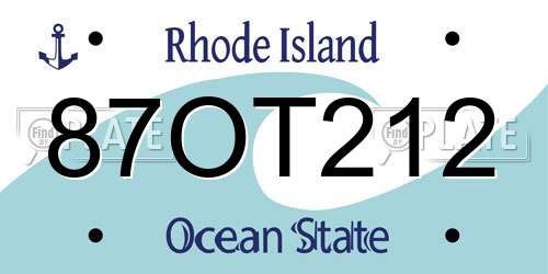 87OT212 Rhode Island License Plate