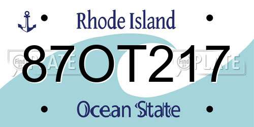 87OT217 Rhode Island License Plate