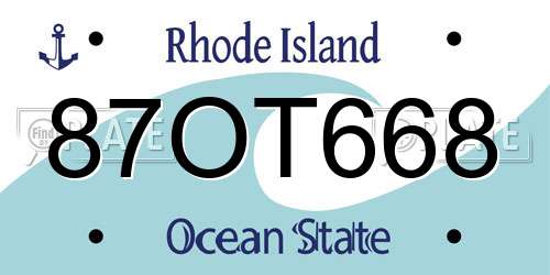 87OT668 Rhode Island License Plate