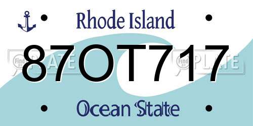 87OT717 Rhode Island License Plate