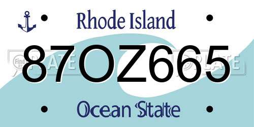 87OZ665 Rhode Island License Plate