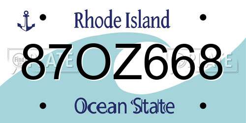 87OZ668 Rhode Island License Plate