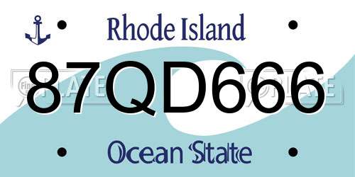 87QD666 Rhode Island License Plate