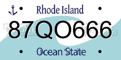 87QO666 Rhode Island License Plate