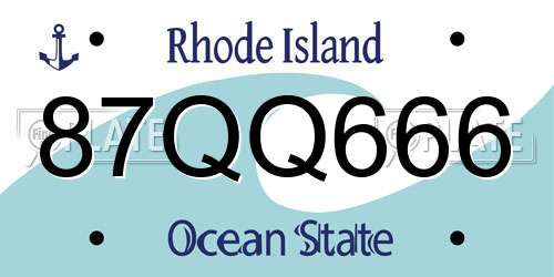 87QQ666 Rhode Island License Plate