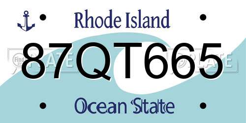 87QT665 Rhode Island License Plate