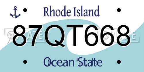 87QT668 Rhode Island License Plate