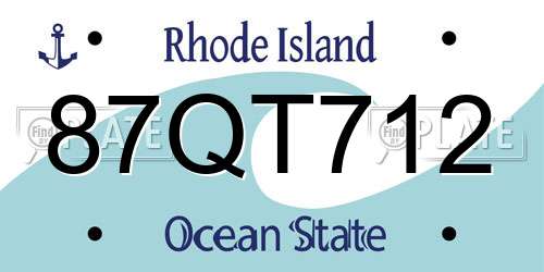 87QT712 Rhode Island License Plate