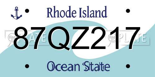87QZ217 Rhode Island License Plate