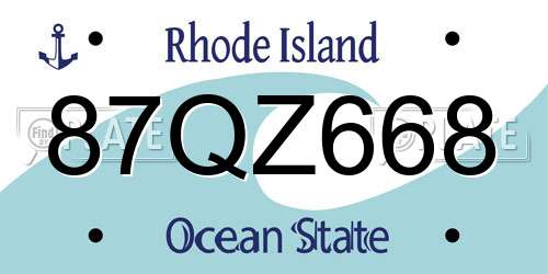87QZ668 Rhode Island License Plate