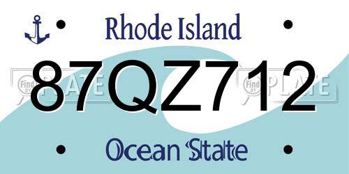 87QZ712 Rhode Island License Plate