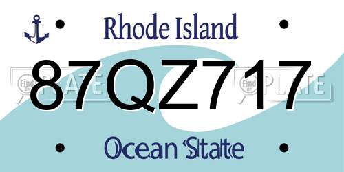 87QZ717 Rhode Island License Plate