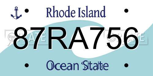 87RA756 Rhode Island License Plate