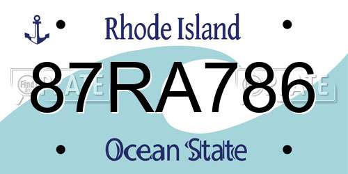 87RA786 Rhode Island License Plate