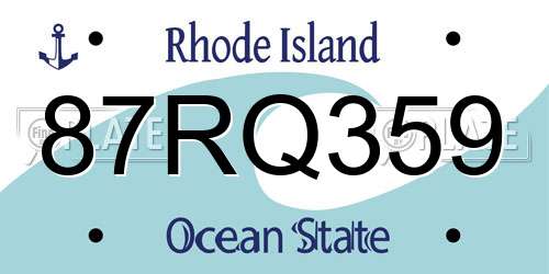 87RQ359 Rhode Island License Plate
