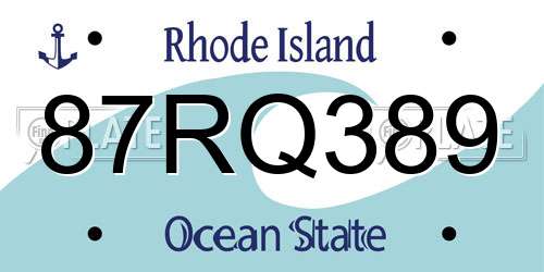 87RQ389 Rhode Island License Plate