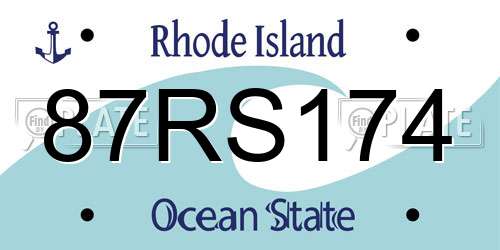 87RS174 Rhode Island License Plate