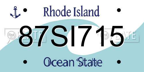 87SI715 Rhode Island License Plate