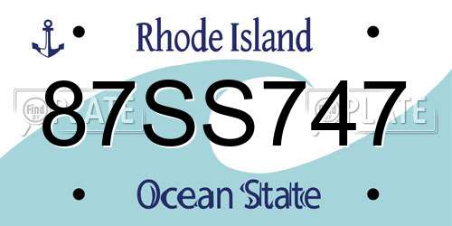87SS747 Rhode Island License Plate
