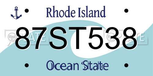 87ST538 Rhode Island License Plate