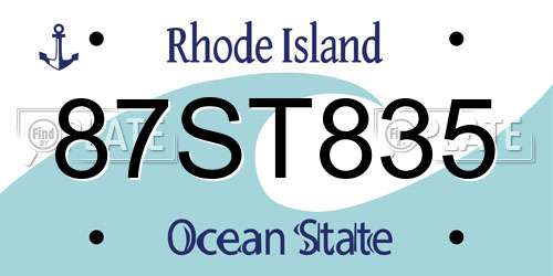 87ST835 Rhode Island License Plate