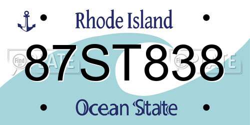 87ST838 Rhode Island License Plate