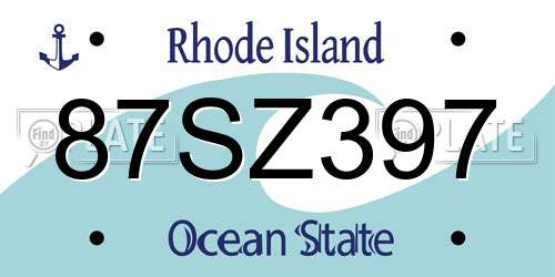 87SZ397 Rhode Island License Plate
