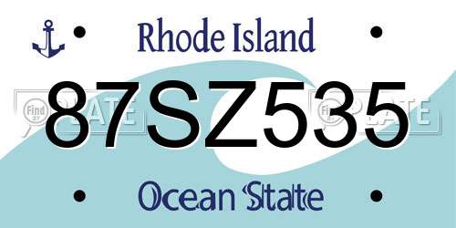 87SZ535 Rhode Island License Plate