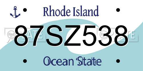 87SZ538 Rhode Island License Plate