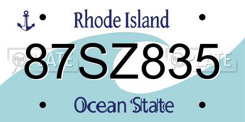 87SZ835 Rhode Island License Plate