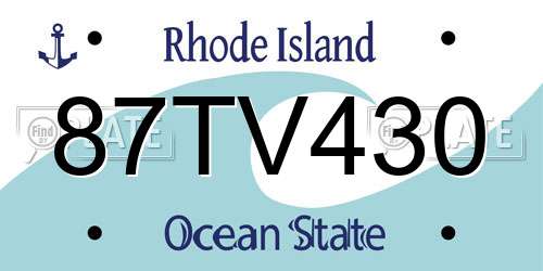 87TV430 Rhode Island License Plate