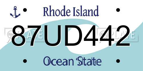 87UD442 Rhode Island License Plate