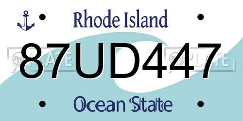87UD447 Rhode Island License Plate