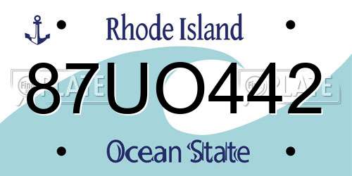 87UO442 Rhode Island License Plate