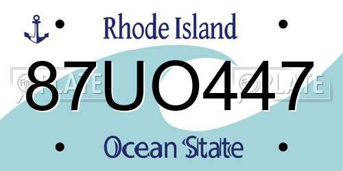 87UO447 Rhode Island License Plate