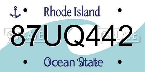 87UQ442 Rhode Island License Plate