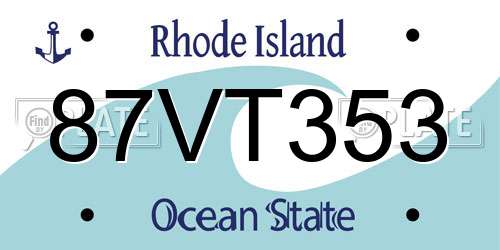 87VT353 Rhode Island License Plate
