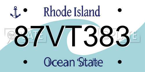 87VT383 Rhode Island License Plate