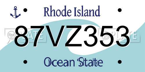 87VZ353 Rhode Island License Plate