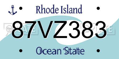 87VZ383 Rhode Island License Plate