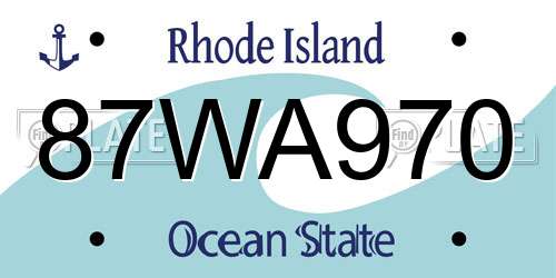 87WA970 Rhode Island License Plate