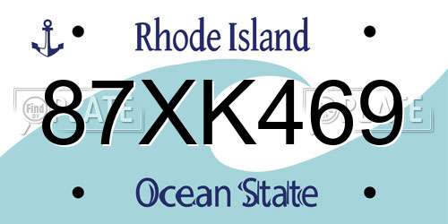 87XK469 Rhode Island License Plate