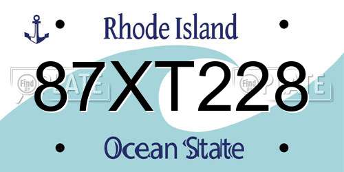 87XT228 Rhode Island License Plate