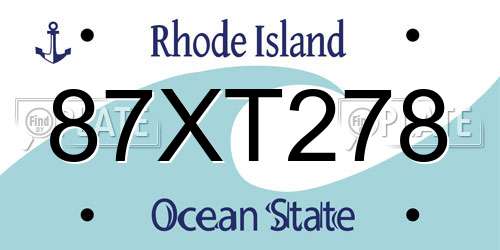 87XT278 Rhode Island License Plate