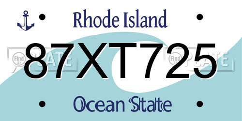 87XT725 Rhode Island License Plate