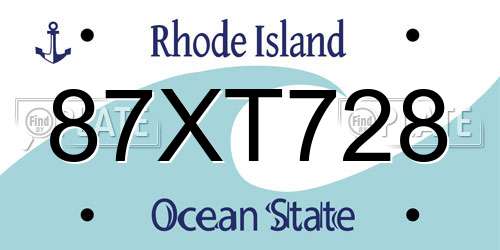 87XT728 Rhode Island License Plate