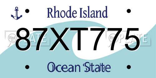 87XT775 Rhode Island License Plate