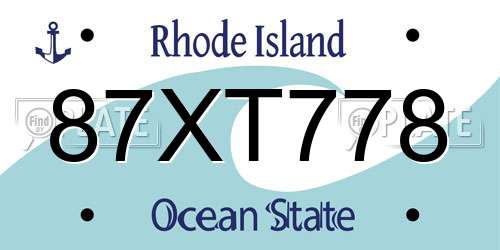 87XT778 Rhode Island License Plate