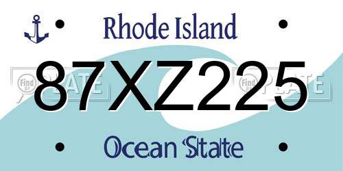 87XZ225 Rhode Island License Plate